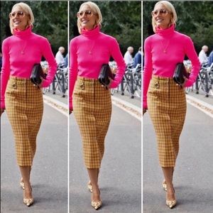 Zara blogger neon pink ribbed turtleneck sweater